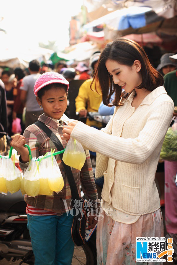 Китайская актриса Лю Шиши в Камбодже