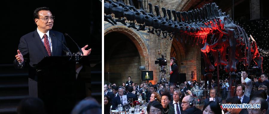 Ли Кэцян принял участие в банкете торгово-промышленных кругов Китая и Великобритании в его честь и выступил на нем