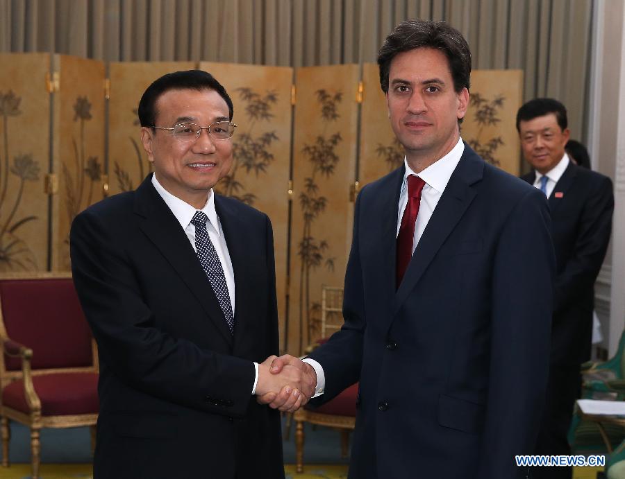 Ли Кэцян встретился с лидером Лейбористской партии Великобритании Э.Милибэндом