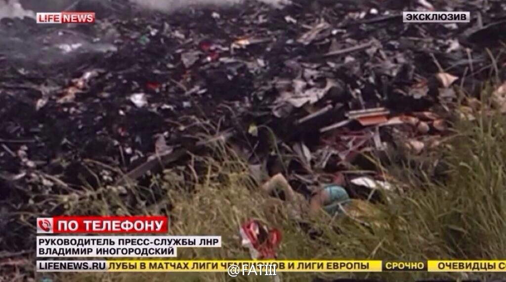 Кадры с места крушения малайзийского самолета на востоке Украины