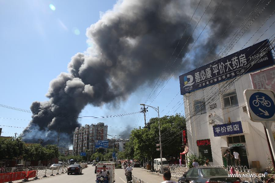 В Пекине загорелся склад деревообрабатывающего завода