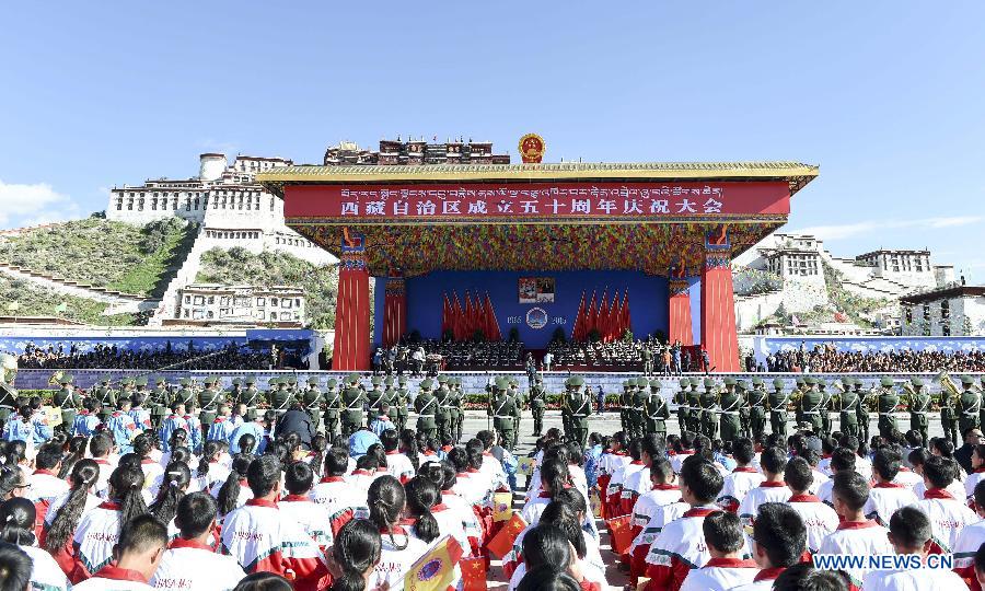 Торжественное собрание в честь 50-летия основания Тибетского автономного района открылось в 10:00 в Лхасе
