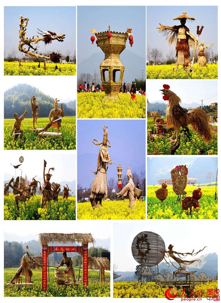 В марте можно поехать в уезд Сяньцзюй провинции Чжэцзян поиграть с чучелом в море цветов.