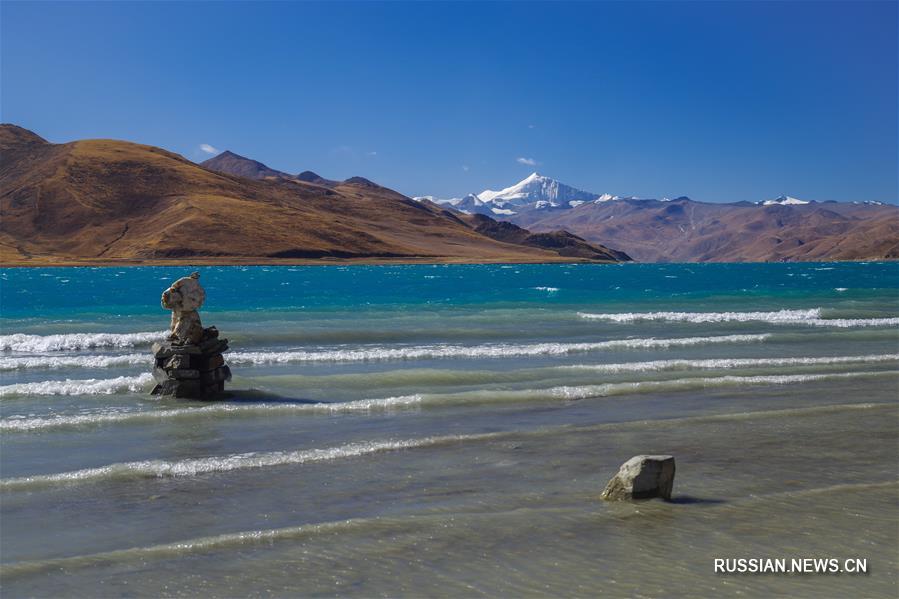 Тибетское озеро Янху зимой