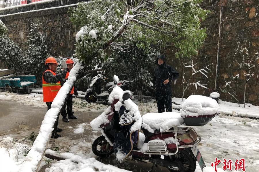 Сильный снегопад на юге Китая парализовал железнодорожное движение