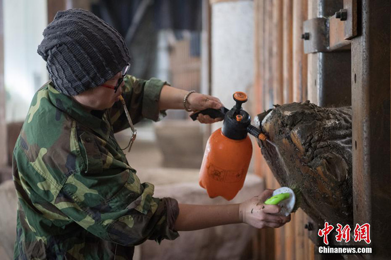 Работники Тайюаньского зоопарка сделали «педикюр» слону по случаю китайского Нового года
