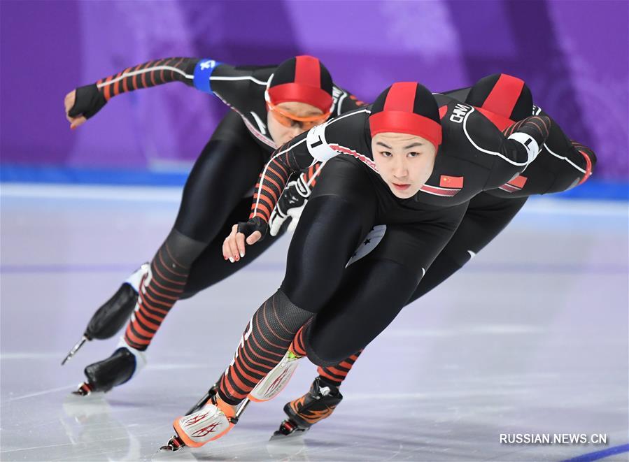 Китайские конькобежки заняли 5-е место в командной гонке на ОИ-2018
