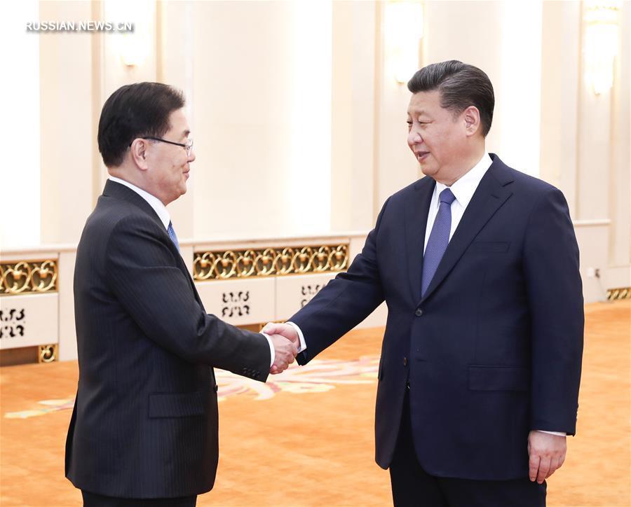 Си Цзиньпин встретился со спецпосланником президента Республики Корея Чон Ый Еном