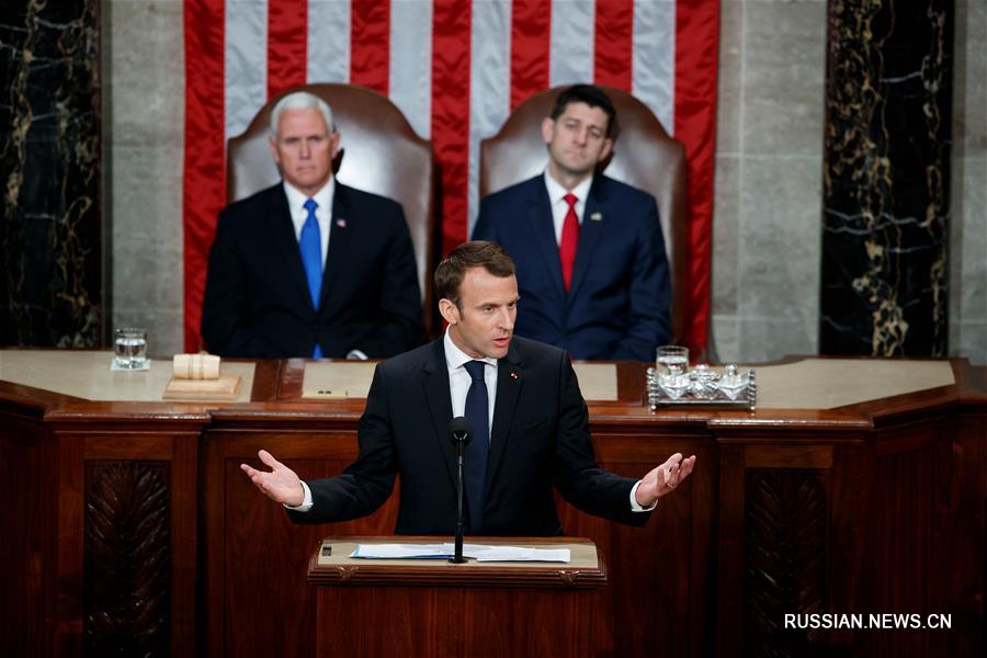 Президент Франции выступил с речью в Конгрессе США