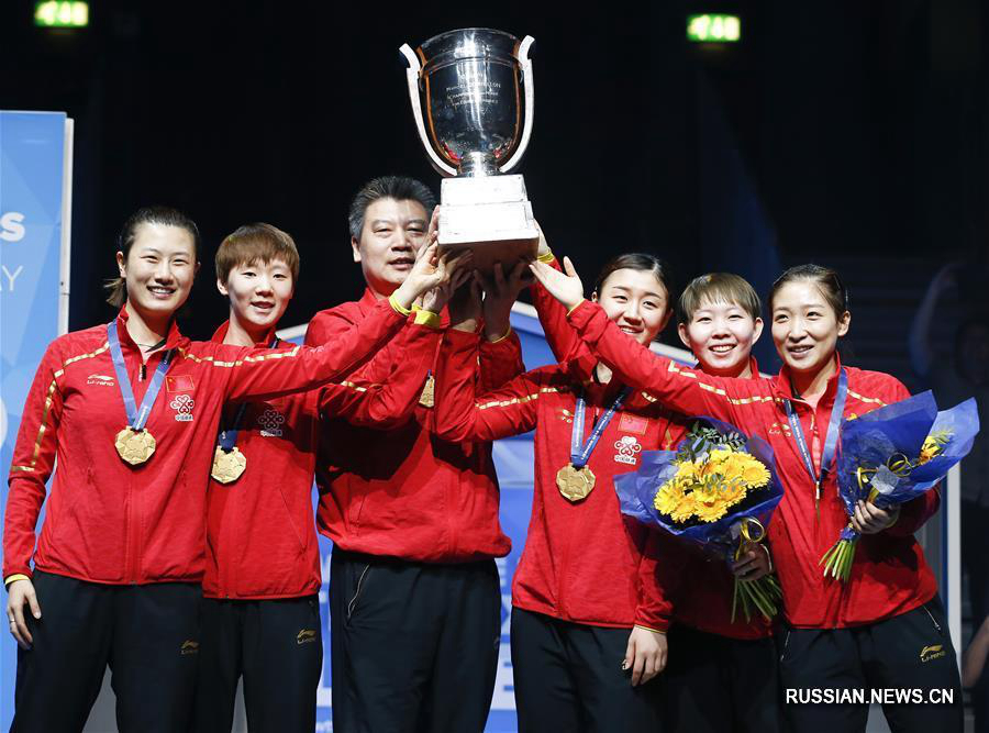 Женская сборная Китая выиграла у команды Японии и в четвертый раз подряд стала победителем Командного чемпионата мира по настольному теннису