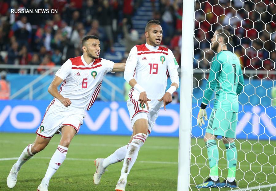 Футбол -- ЧМ-2018, группа B: Ю.Эн-Несири вновь вывел вперед Марокко в матче с Испанией