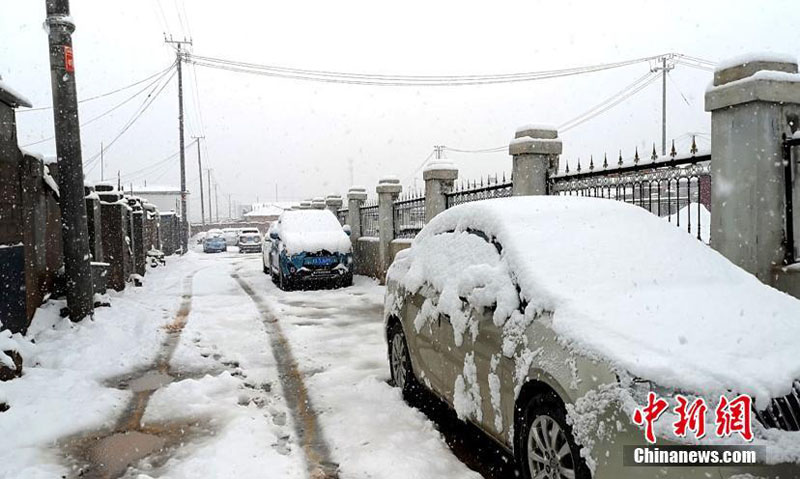 В районе Саньцзянъюань Китая прошел снегопад