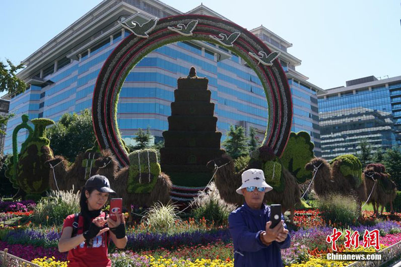 В Пекине появились цветочные клумбы в честь 70-летия образования КНР