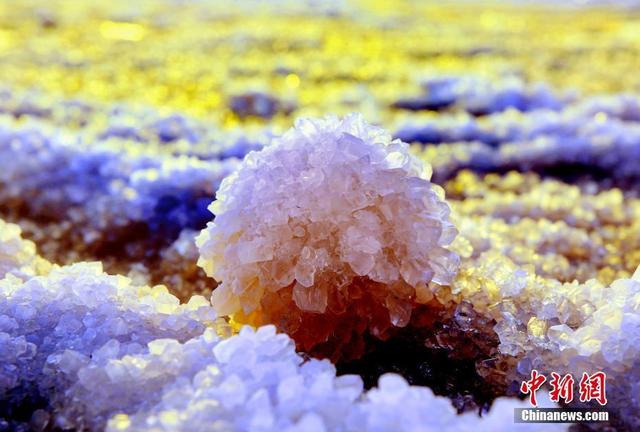 Соленое озеро на Севере Китая покрылось ледяными цветами