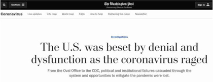 Американская газета Washington Post указала на ошибки правительства США в борьбе с эпидемией