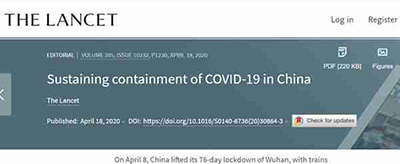 The Lancet: оперативная реакция на COVID-19 в Китае подаёт пример для других стран