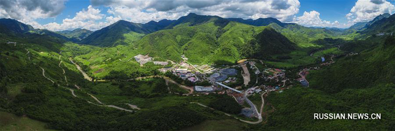 Панорама строящейся Китайско-лаосской железной дороги