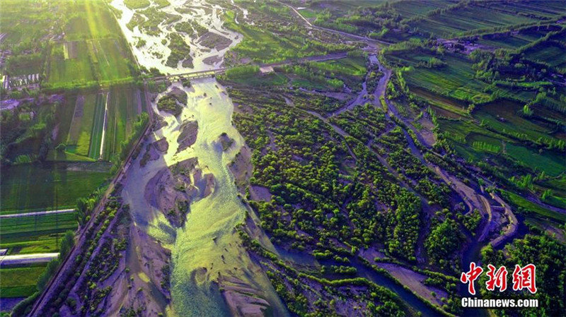 Водно-болотные угодья на юге провинции Синьцзян в начале осени