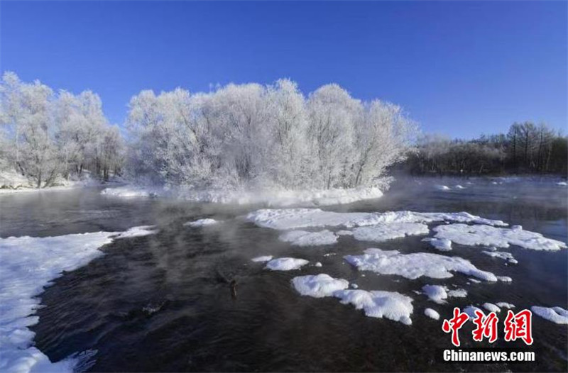 Иней украсил ландшафтный парк на северо-востоке Китая