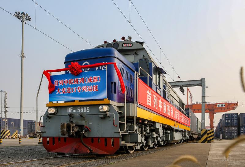 Грузовой поезд Китай-Европа привез ячмень из России в провинцию Сычуань