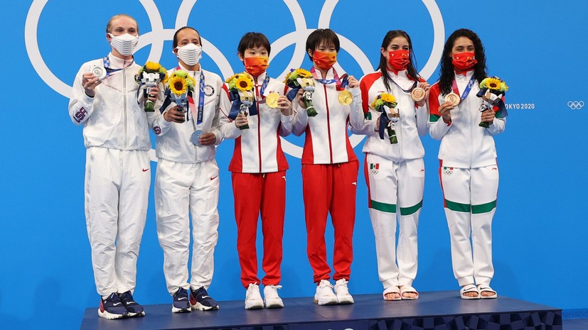 Китаянки Чэнь Юйси и Чжан Цзяци победили на Олимпиаде в прыжках в воду с вышки
