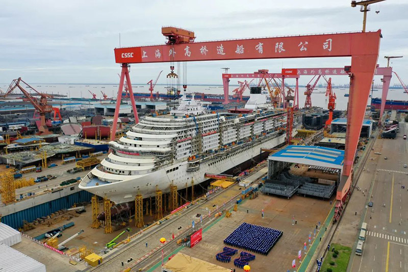В Китае завершилось строительство основной конструкции первого в стране круизного лайнера