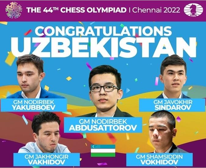 Узбекистан стал чемпионом 44-й Всемирной шахматной олимпиады