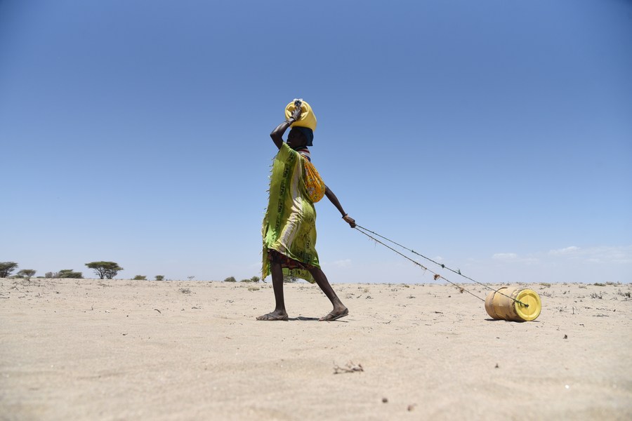 11 октября, округ Туркана, Кения. Женщина несет канистры с водой. /Фото: Синьхуа/