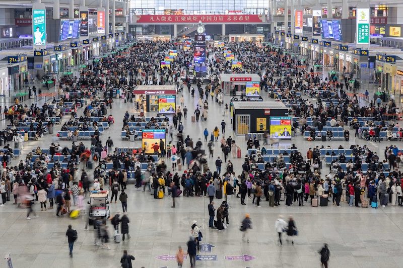 После праздника Весны в Китае было совершено более 100 млн пассажирских железнодорожных поездок