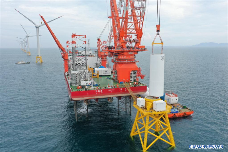Монтаж морской ветроэлектрической установки мощностью 16 МВт начался в провинции Фуцзянь