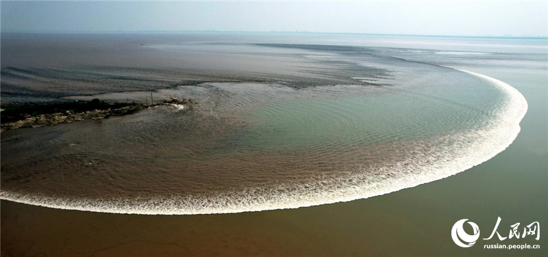 Уникальная приливная волна на реке Цяньтан