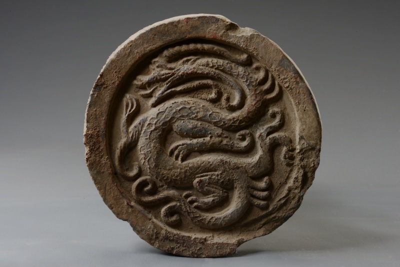 Круглая черепица с изображением зеленого дракона (Хань, 206 г. до н. э. — 220 г. н. э), Музей циньского кирпича и ханьской плиты 