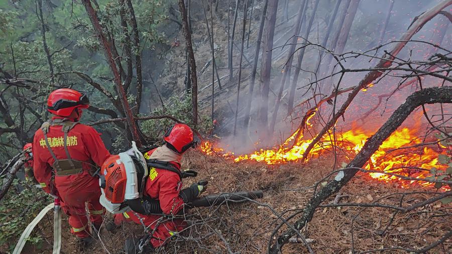 Огнеборцы продолжают тушить лесные пожары на юго-западе Китая