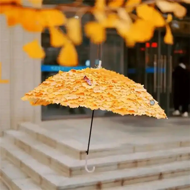 В Даляне уборщицы университета устроили осеннюю сказку из листьев гинкго