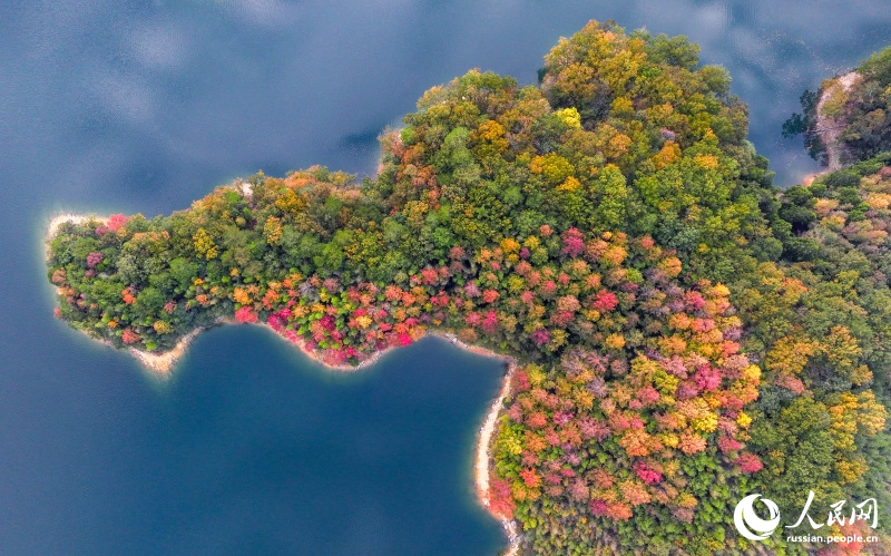 Живописный осенний пейзаж в районе озера Цяньдаоху в провинции Чжэцзян