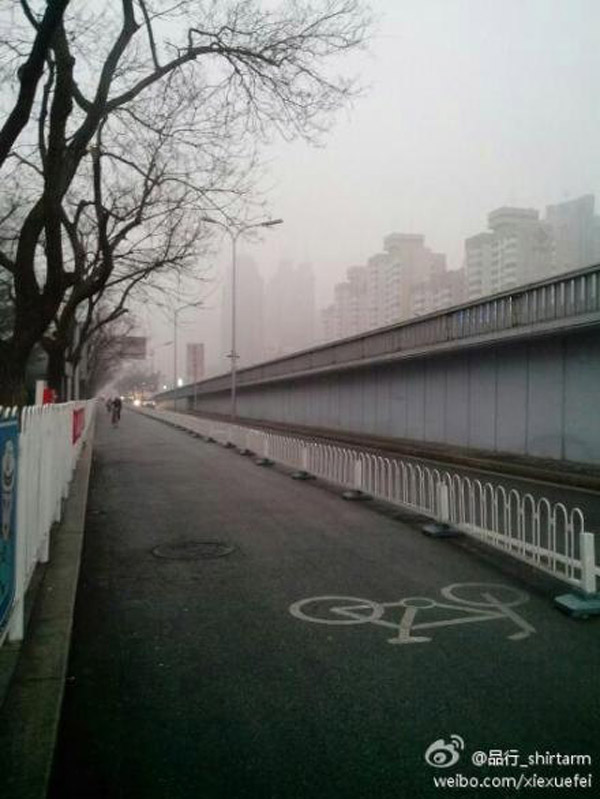 Сильный смог и моросящий дождь в Пекине стали причинами столкновений более 100 автомашин  (6)