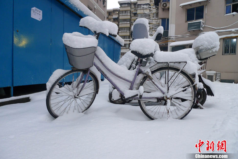 На многие районы Цзянсу обрушился снегопад  (7)