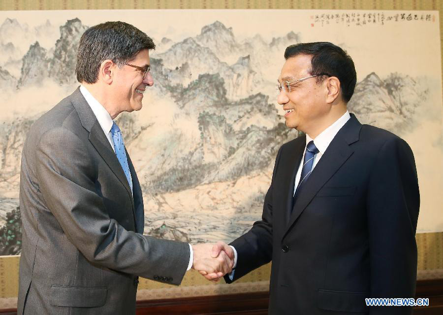 Ли Кэцян провел встречу со специальным посланником президента США, министром финансов Дж. Лью (2)
