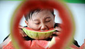 Дети провожают лето поеданием арбузов