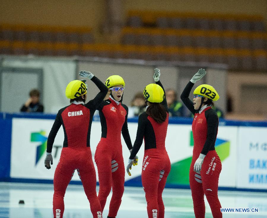 Женская сборная Китая завоевала золото в эстафете на 3000м на Кубке мира по шорт-треку в Коломне (7)