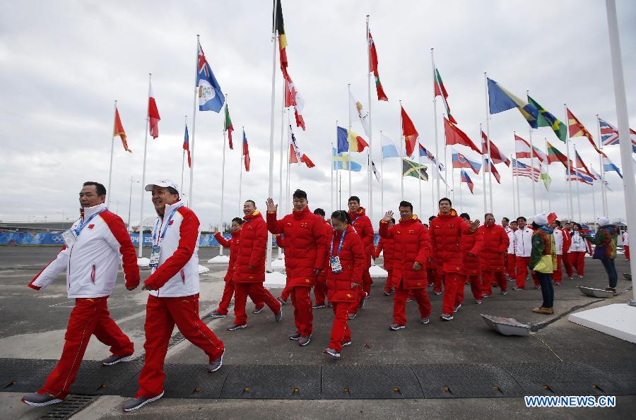 В Олимпийской деревне на морском побережье Сочи состоялась церемония поднятия флага китайской делегации (6)