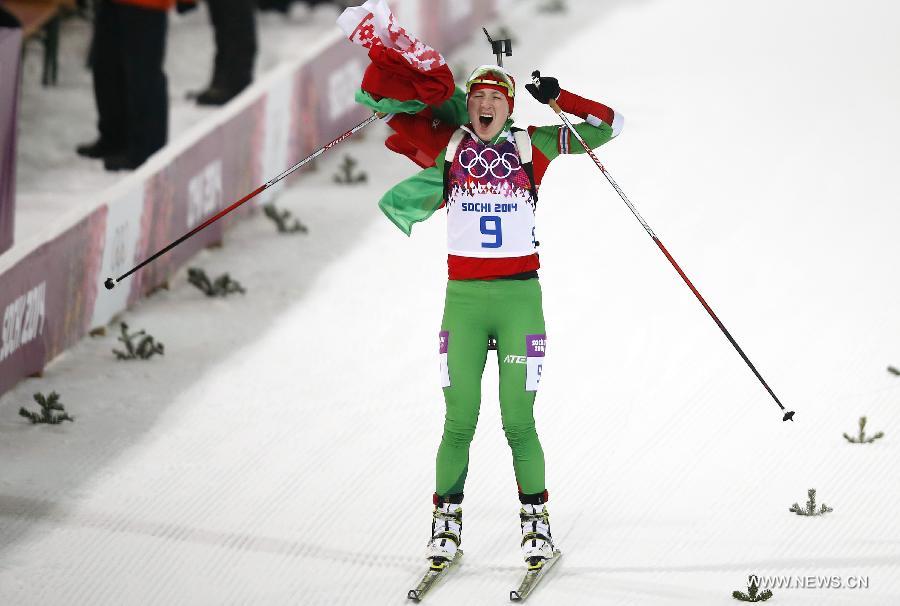 Белорусская биатлонистка Д. Домрачева взяла "золото" в гонке преследования на Олимпиаде в Сочи (4)