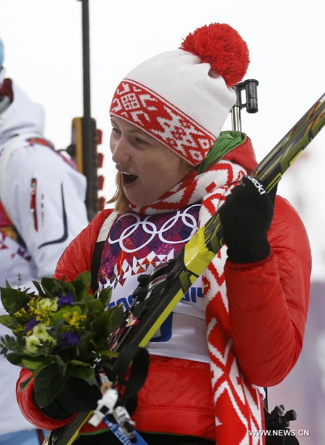 Белорусская биатлонистка Д. Домрачева взяла "золото" в гонке преследования на Олимпиаде в Сочи (5)