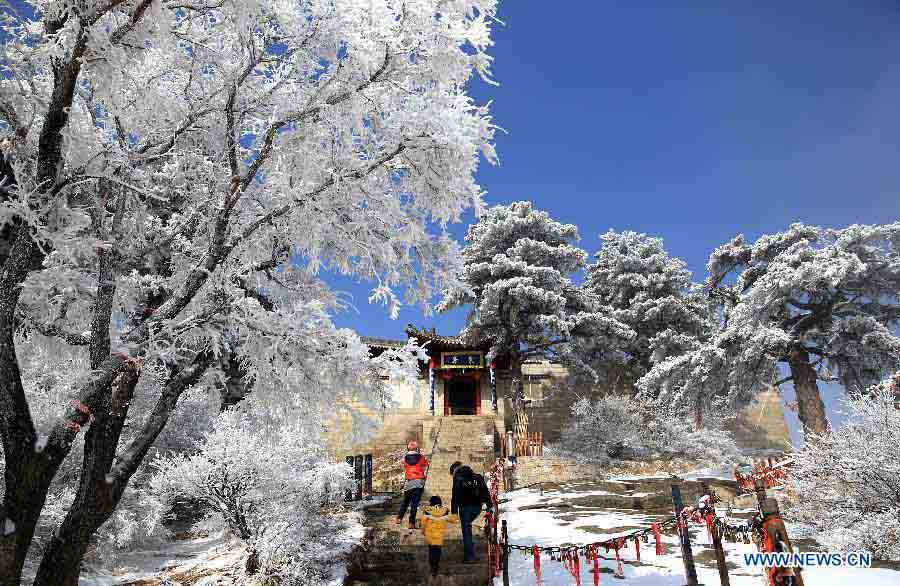 Прекрасивые снежные пейзажи гор Хуашань (5)