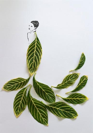 Модный мир, сделанный из листьев (6)