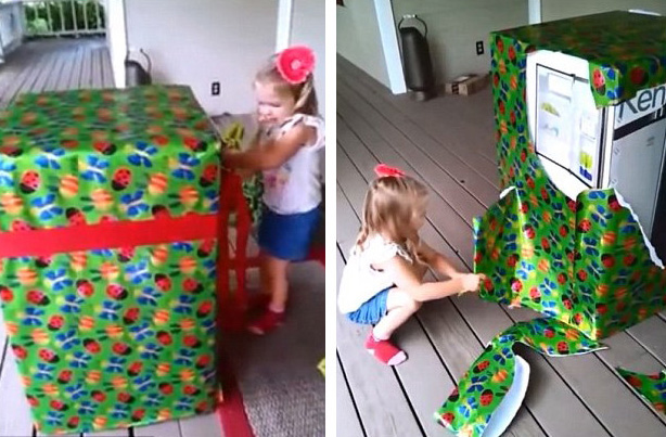 Американский солдат превратил себя в сюрприз для дочки, спрятавшись в подарочной коробке