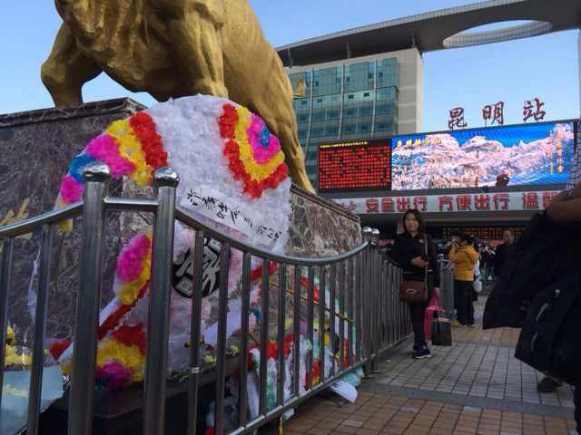 Жители города Куньмин возложили венки на вокзальной площади (2)