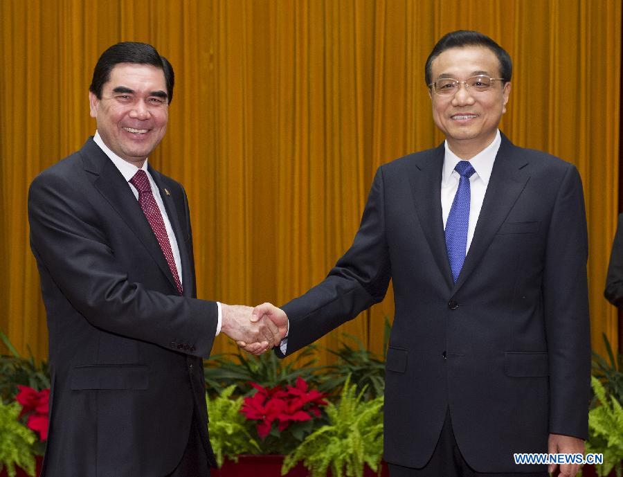Премьер Госсовета КНР Ли Кэцян встретился с президентом Туркменистана Г.Бердымухамедовым