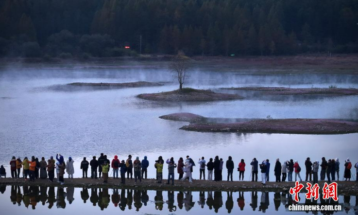 Зимний туман превратил озеро Цишу в пейзаж тушью